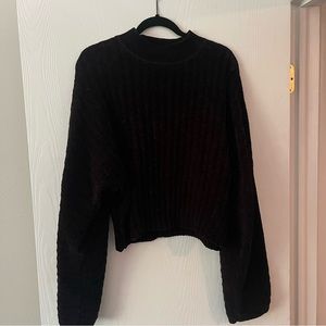 Chenille Black Mock Neck Sweater